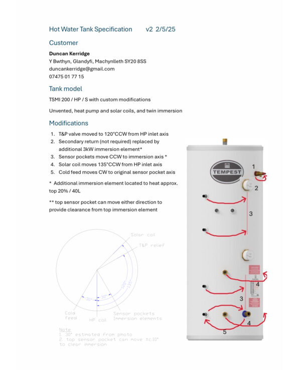 Bespoke Kerridge Telford  heat pump cylinder & solar twin imm