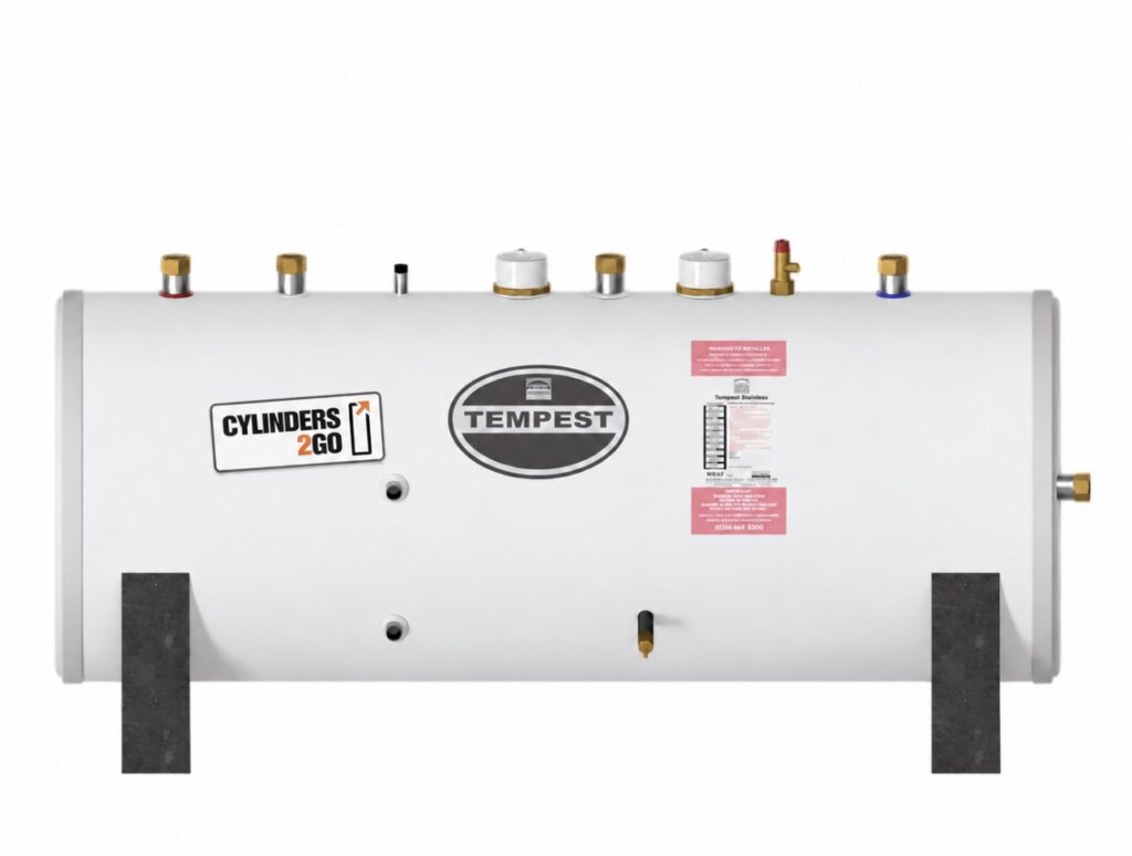 Telford Tempest 200 Litre Horizontal Direct twin immersion Unvented Cylinder