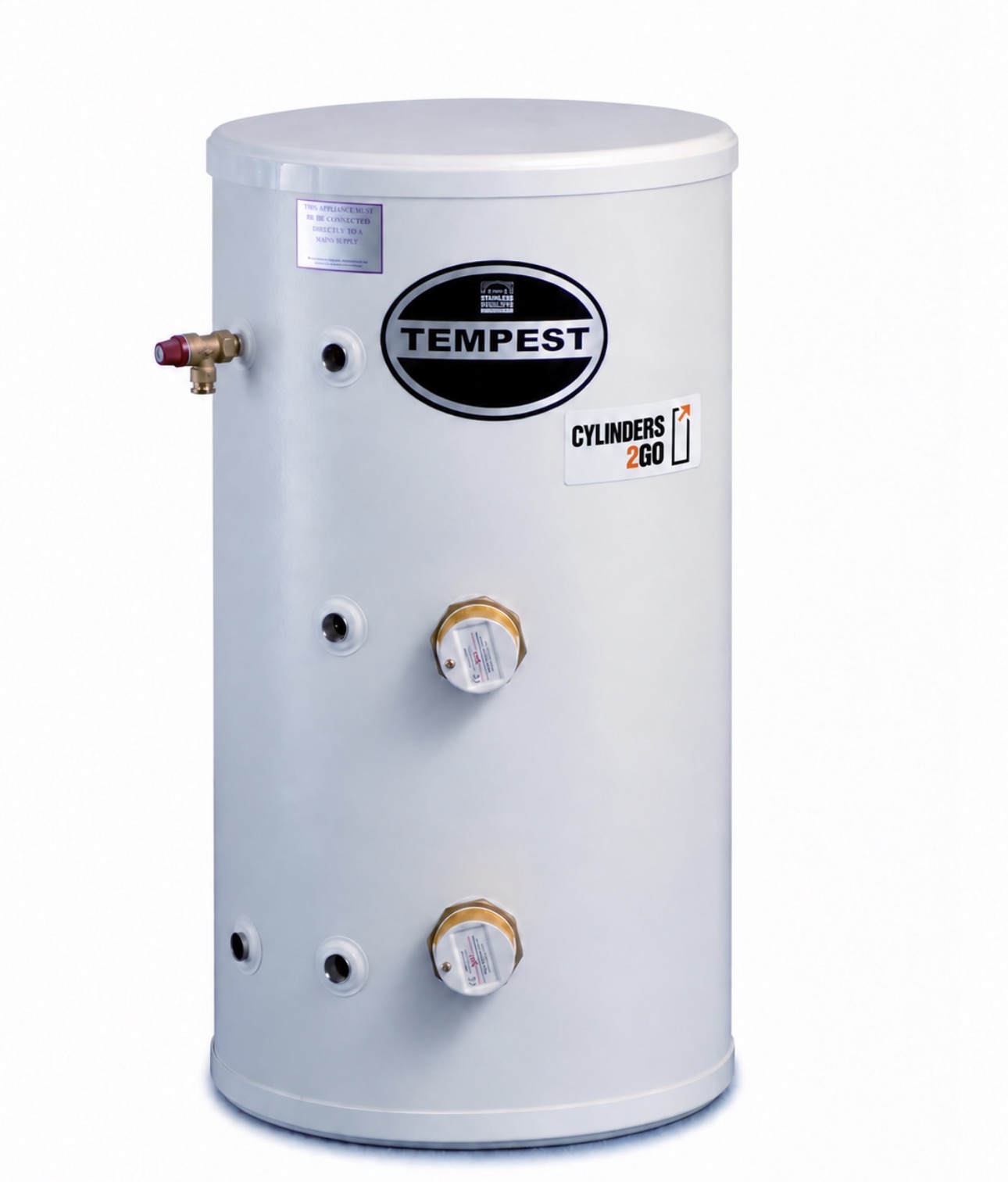 400 Litre indirect Stainless Steel Cylinder fitted with 2 x 9kw 3phase immersions